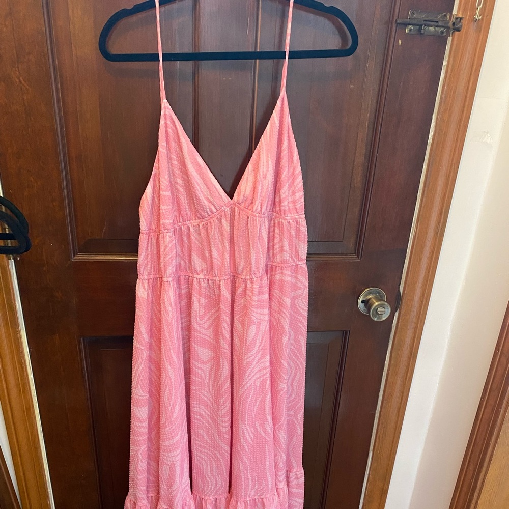 Pink zebra spaghetti strap maxi dress size XL